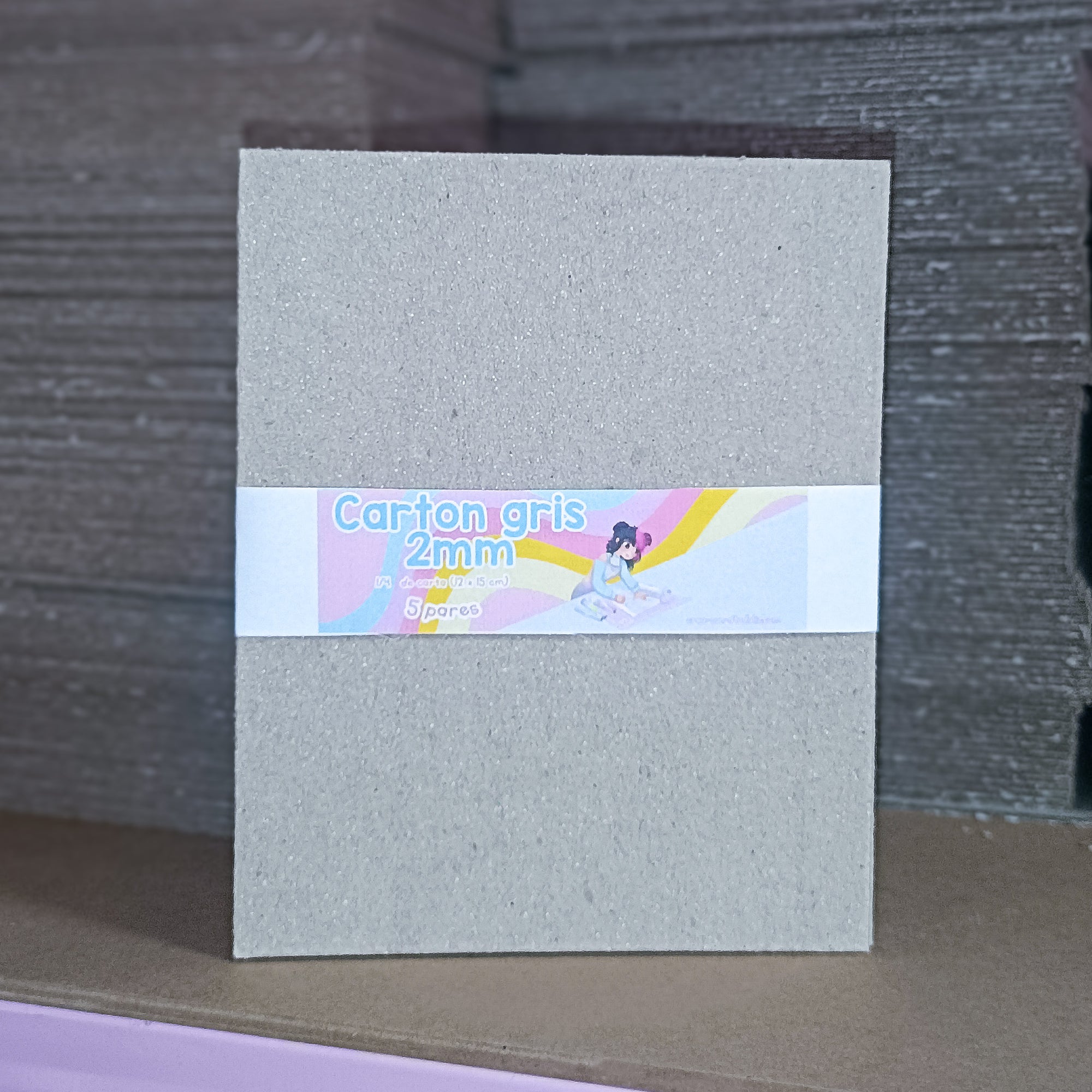 Carton gris 2mm 1/4 de carta